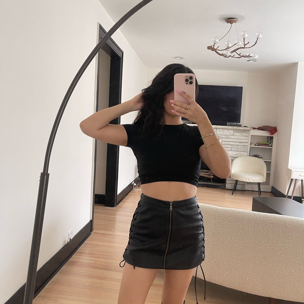 BCBGeneration Black Mini Skirt with Front Zipper
